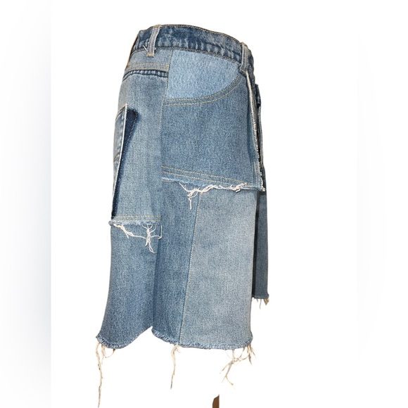 NWOT Ksenia Schnaider Shorts Womens Fringed Blue Denim High Waisted Size XL - Picture 7 of 15